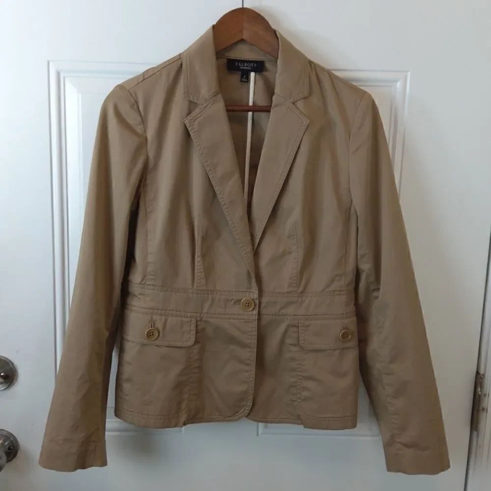 Talbots khaki button front jacket